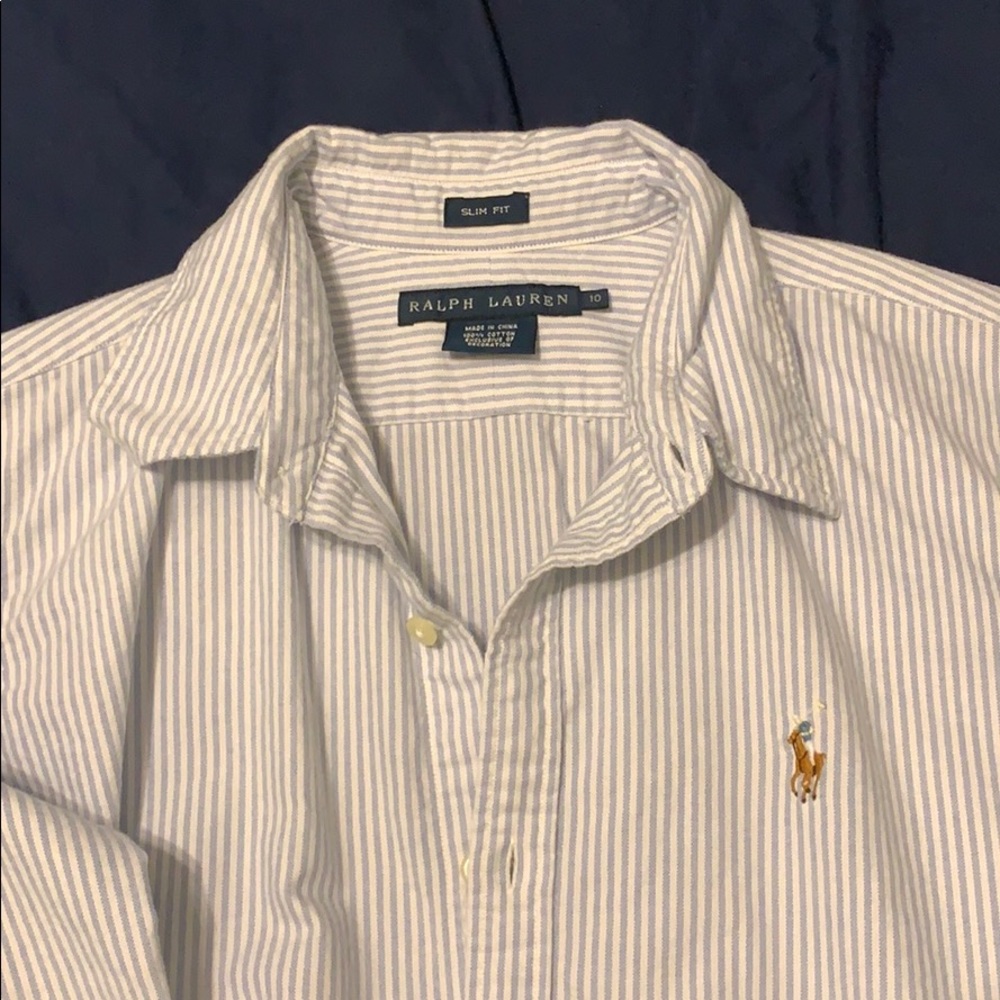 Blue and white Polo l/s button down